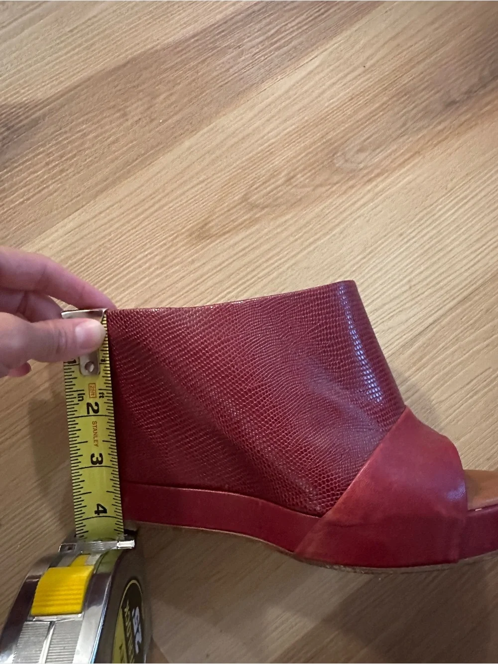See by Chloé Burgundy Textured Leather Wedge Slides